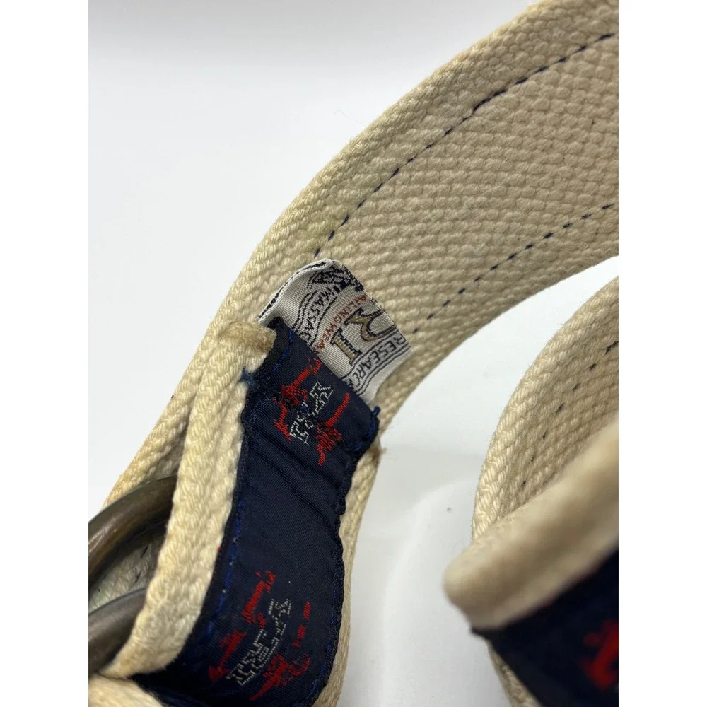 YRI Sailing Research Navy Anchor Embroidered Canvas D-Ring Belt Cream 41.5 Inch